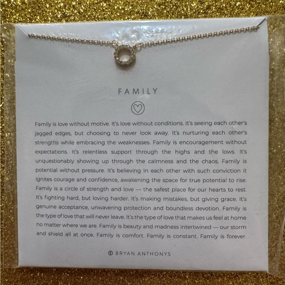 Bryan Anthonys Family Necklace – Gold Circle Pendant – New & Sealed Gift Ready